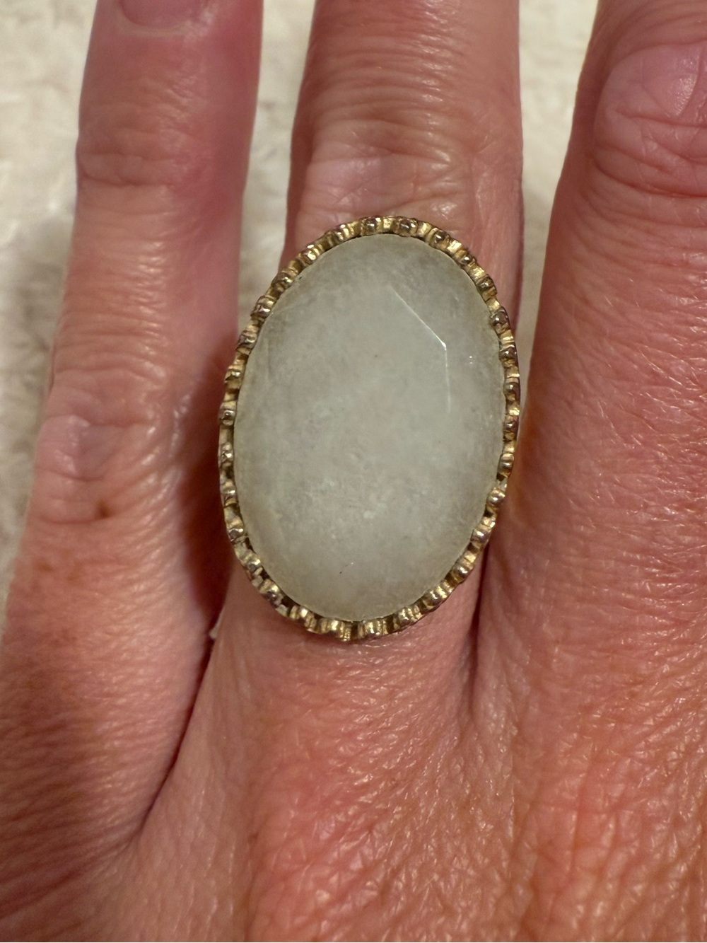Elegant Gold-Trim Oval Cocktail Ring - Women's Jewelry